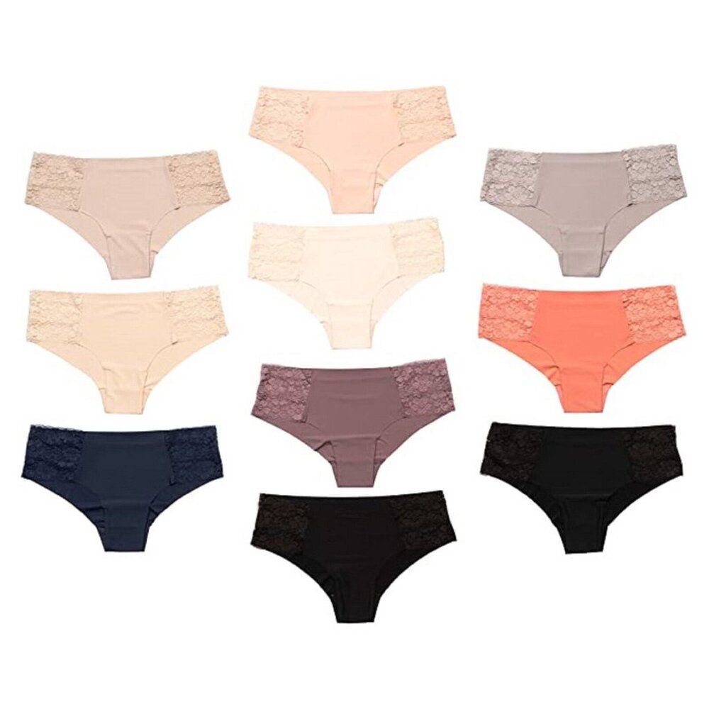 Pretty Sweet Basics Womens Pack of 10 Laser Cut Bikini Cheeky Hipster Panties XL